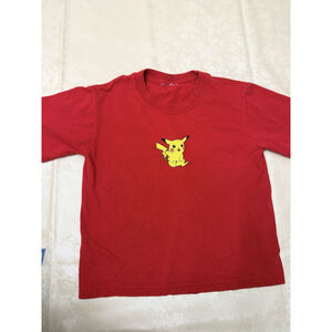 Y2K Pikachu Pokémon Embroidered Red Kids Tshirt Size Unknown